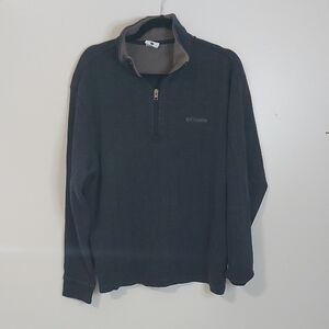 Columbia Black 4/4 Zip Up Sweater Casual Knit Long Sleeve Large
